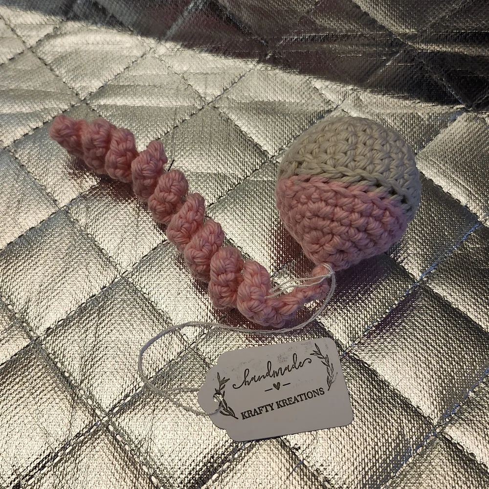 Hand Crafted Pink and Cream Cat Toy
